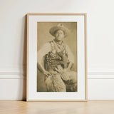 Portrait of a Black Cowboy Art Print / Canvas Sepia-toned Framed Portrait Cowboy Wide-brimmed Hat Detailed Vest Photographic Postcard