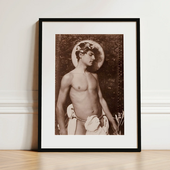Ritratto di Nino Cesarini - Stampa d'arte di Guglielmo Pluschow / Tela, 12x16’’ / 31x41cm / Cornice nera / Passe-partout, Poster Stampe & Visual