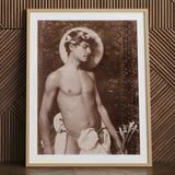 Ritratto di Nino Cesarini - Stampa d'arte di Guglielmo Pluschow / Tela, 24x32’’ / 61x81cm / Cornice naturale / Passe-partout, Poster Stampe & Visual
