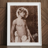 Ritratto di Nino Cesarini - Stampa d'arte di Guglielmo Pluschow / Tela, 24x32’’ / 61x81cm / Cornice bianca / Passe-partout, Poster Stampe & Visual
