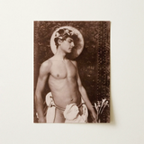 Portrait of Nino Cesarini - Guglielmo Pluschow Art Print / Canvas Sepia-toned Photographic Classical Male Figure Adorned Floral, Steps,