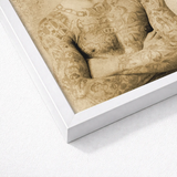 Portrait of a Tattooed Man - Charles Eisenmann Art Print / Canvas Framed Artwork Detailed Sepia-toned Sculpture Muscular Figure Intricate