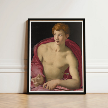 Portrait of a Young Man as Saint Sebastian - Bronzino Art Print / Canvas Framed Reproduction Classical Painting Muscular Curly, Two Arrows,