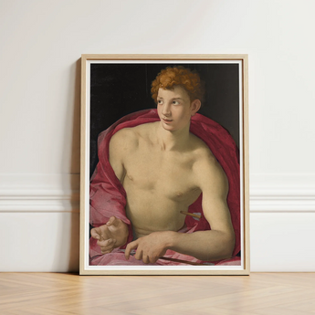Portrait of a Young Man as Saint Sebastian - Bronzino Art Print / Canvas Framed Reproduction Classical Painting Curly Red, Two Arrows,