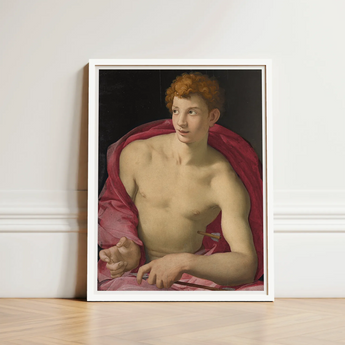 Portrait of a Young Man as Saint Sebastian - Bronzino Art Print / Canvas Framed Reproduction Classical Painting Bare-chested Curly, Two