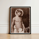 Portrait of Nino Cesarini - Guglielmo Pluschow Art Print / Canvas, Steps, Plüschow’s Naples Studio, Classical Ideal Recast, Sepia-brown