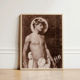 Portrait of Nino Cesarini - Guglielmo Pluschow Art Print / Canvas, Steps, Plüschow’s Naples Studio, Classical Ideal Recast, Sepia-brown