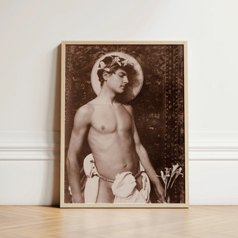 Portrait of Nino Cesarini - Guglielmo Pluschow Art Print / Canvas, Steps, Plüschow’s Naples Studio, Classical Ideal Recast, Sepia-brown