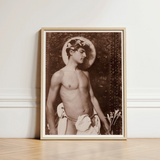 Portrait of Nino Cesarini - Guglielmo Pluschow Art Print / Canvas, Steps, Plüschow’s Naples Studio, Classical Ideal Recast, Sepia-brown