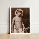 Portrait of Nino Cesarini - Guglielmo Pluschow Art Print / Canvas, Steps, Plüschow’s Naples Studio, Classical Ideal Recast, Sepia-brown