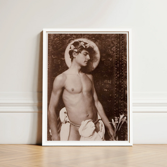 Portrait of Nino Cesarini - Guglielmo Pluschow Art Print / Canvas, Steps, Plüschow’s Naples Studio, Classical Ideal Recast, Sepia-brown