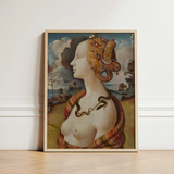 Framed Reproduction Renaissance-style Portrait Woman Ornate Golden Hair Piero Di Cosimo, Simonetta Vespucci, Florentine Dynasty, Late
