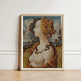 Framed Art Print Classical Portrait Woman Elaborate Golden Piero Di Cosimo, Simonetta Vespucci, Florentine Dynasty, Late Quattrocento