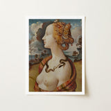 Portrait of Simonetta Vespucci - Piero Di Cosimo Art Print / Canvas, Florentine Dynasty, Late Quattrocento Profile, Wields Oil, Panel