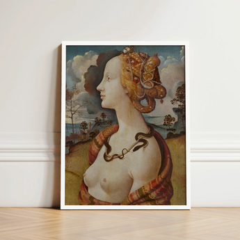 Framed Reproduction Renaissance-style Portrait Woman Ornate Golden Hair Piero Di Cosimo, Simonetta Vespucci, Florentine Dynasty, Late