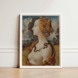 Framed Art Print Classical Portrait Woman Golden Hair Piero Di Cosimo, Simonetta Vespucci, Florentine Dynasty, Late Quattrocento Profile,