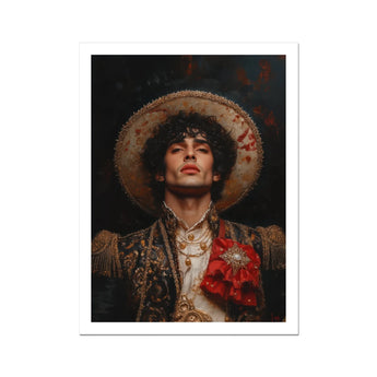 Victor - Gay Matador Art Print, Portrait Person Ornate Sombrero Embroidered Jacket Gold
