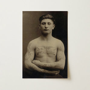 Portrait of a Tattooed American Soldier Art Print / Canvas, 12x18’’ / 31x46cm / Unframed / no Border, Posters Prints & Visual Artwork, Toby