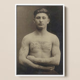 Portrait of a Tattooed American Soldier Art Print / Canvas, 12x18’’ / 31x46cm / White Frame, Posters Prints & Visual Artwork, Toby Leon