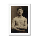 Portrait of a Tattooed American Soldier Art Print, Framed Sepia Portrait Shirtless Man Tattoos Chest Arms