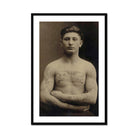 Portrait of a Tattooed American Soldier Art Print, Vintage Portrait Bare Chested Man Numerous Tattoos Arms Chest