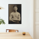 Portrait of a Tattooed American Soldier Framed Canvas, Framed Sepia Toned Portrait Bare Chested Man Tattoos