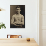 Portrait of a Tattooed American Soldier Framed Canvas, Framed Sepia Toned Portrait Bare Chested Man Tattoos