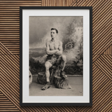 Portrait of a Tattooed Man Art Print / Canvas Black Framed Vintage Boxer Lean Figure Sits, Intricate Tattoos, Quiet Force Prints