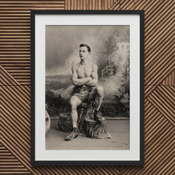 Portrait of a Tattooed Man Art Print / Canvas Black Framed Vintage Boxer Lean Figure Sits, Intricate Tattoos, Quiet Force Prints