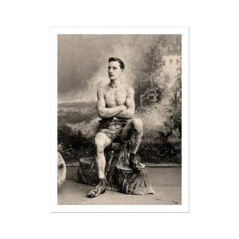 Portrait of a Tattooed Man Art Print / Canvas Muscular Attire Lean Figure Sits, Intricate Tattoos, Quiet Force Prints