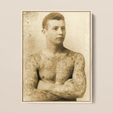 Portrait of a Tattooed Man - Charles Eisenmann Art Print / Canvas, 12x16’’ / 31x41cm / Natural Frame, Posters Prints & Visual Artwork, Toby