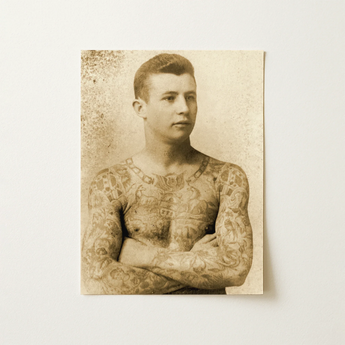 Portrait of a Tattooed Man - Charles Eisenmann Art Print / Canvas, 12x16’’ / 31x41cm / Unframed / no Border, Posters Prints & Visual