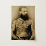 Portrait of Tattooed Man - Charles Eisenmann Art Print / Canvas, 12x18’’ / 31x46cm / Unframed / no Border, Posters Prints & Visual Artwork,