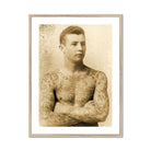 Portrait of a Tattooed Man Charles Eisenmann Art Print, Framed Sepia Toned Vintage Photograph Tattooed Man