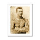 Portrait of a Tattooed Man Charles Eisenmann Art Print, Vintage Sepia Toned Photograph Tattooed Man Arms Crossed
