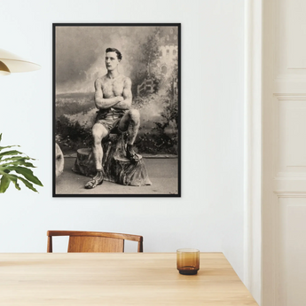 Portrait of a Tattooed Man Framed Canvas, Framed Black White Portrait Shirtless Man Crossed Arms