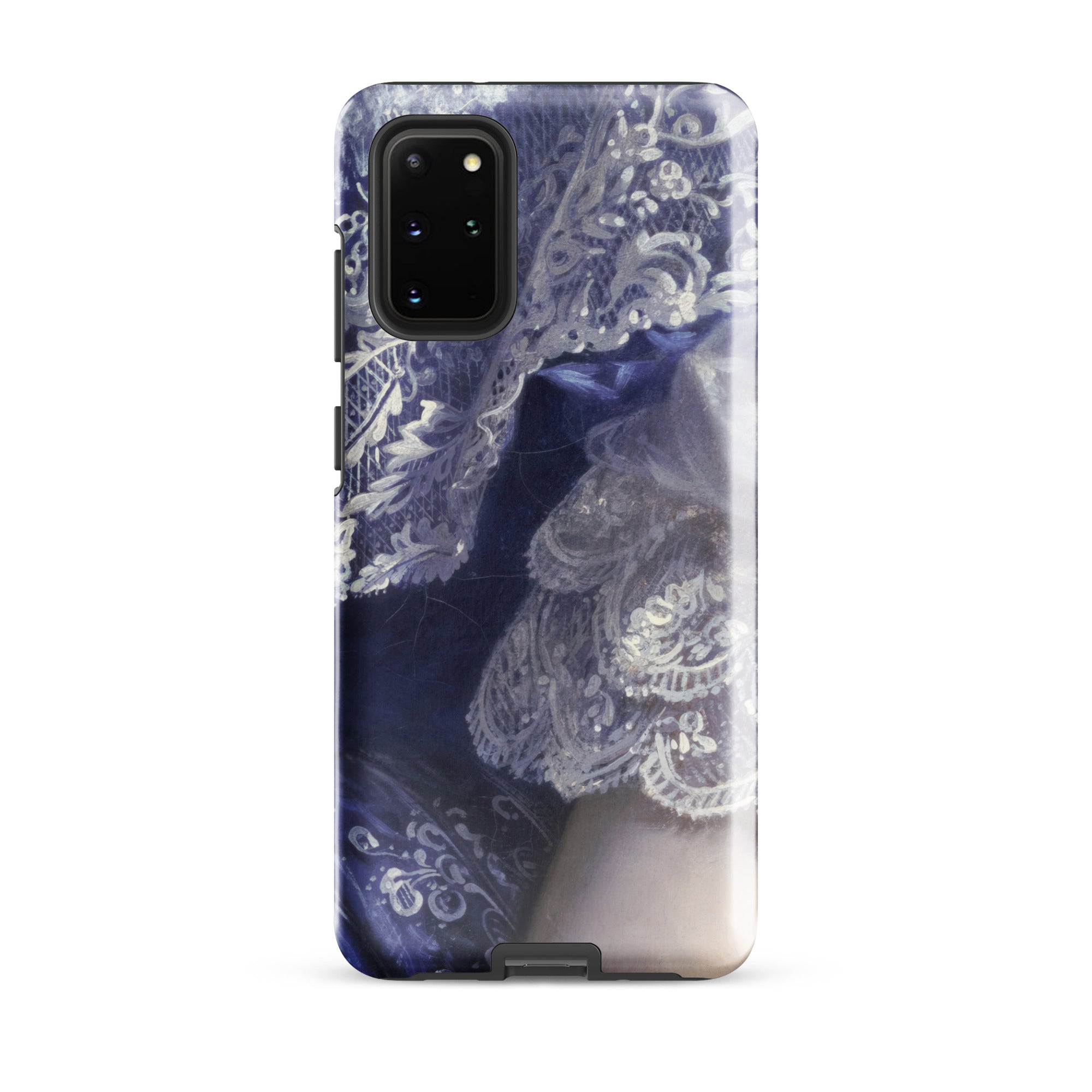 Portrait of a Woman Franz Xaver Winterhalter Samsung Case, Galaxy S20 Plus / Gloss, Smartphone Case Blue White Lace Pattern
