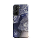 Portrait of a Woman Franz Xaver Winterhalter Samsung Case, Galaxy S21 Fe / Gloss, Phone Case White Lace Pattern Dark Blue Background