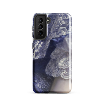 Portrait of a Woman - Franz Xaver Winterhalter Samsung Case, Galaxy S21 / Gloss, Smartphone Case Intricate White Lace Pattern Dark