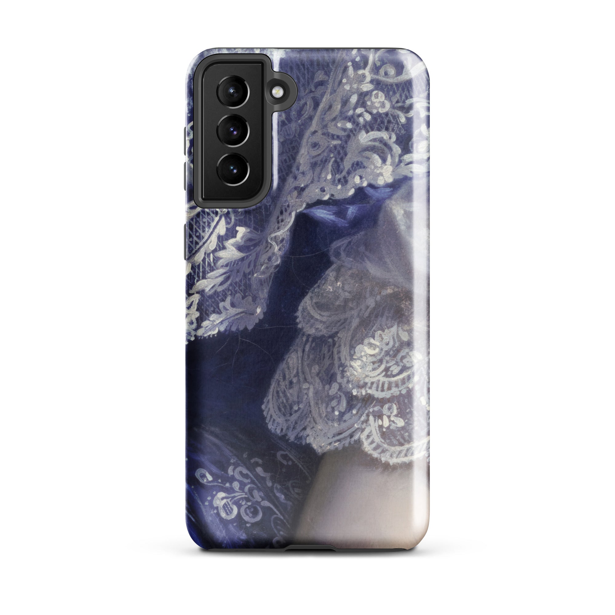 Portrait of a Woman Franz Xaver Winterhalter Samsung Case, Galaxy S21 Plus / Gloss, Smartphone Case White Lace Pattern Blue Purple