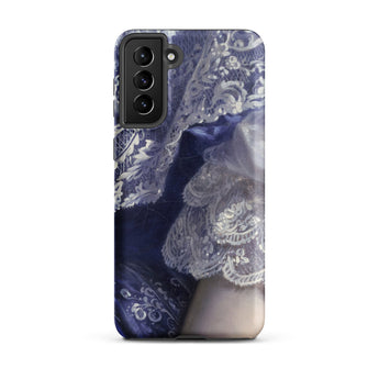 Portrait of a Woman - Franz Xaver Winterhalter Samsung Case, Galaxy S21 Plus / Matte, Phone Case Adorned Intricate White Lace Deep Blue