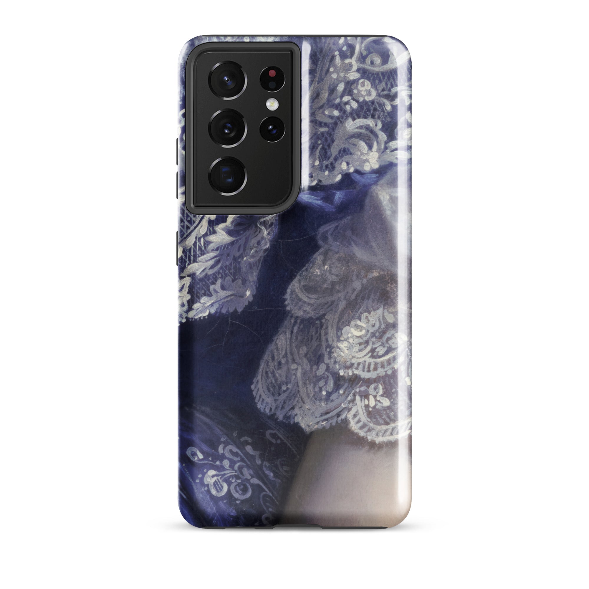 Portrait of a Woman Franz Xaver Winterhalter Samsung Case, Galaxy S21 Ultra / Gloss, Smartphone Case Blue White Lace Pattern