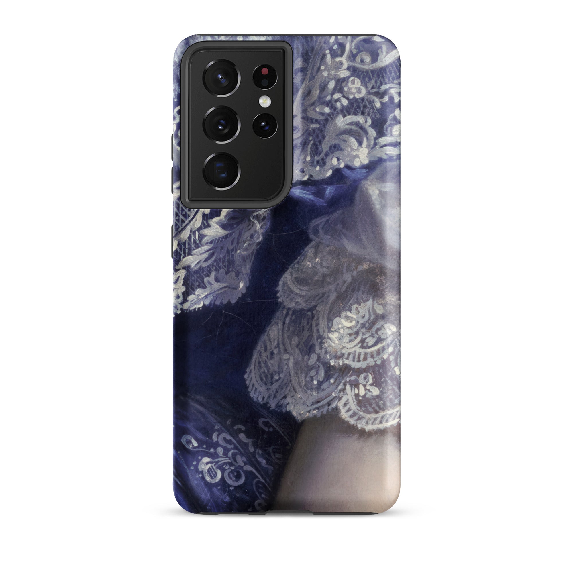 Portrait of a Woman Franz Xaver Winterhalter Samsung Case, Galaxy S21 Ultra / Matte, Phone Case Intricate Lace Pattern Dark Blue Light