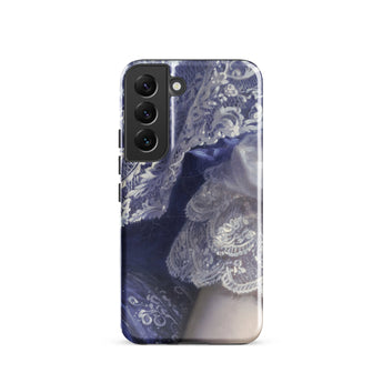 Portrait of a Woman - Franz Xaver Winterhalter Samsung Case, Galaxy S22 / Gloss, Phone Case Intricate Lace Pattern Blue White Background