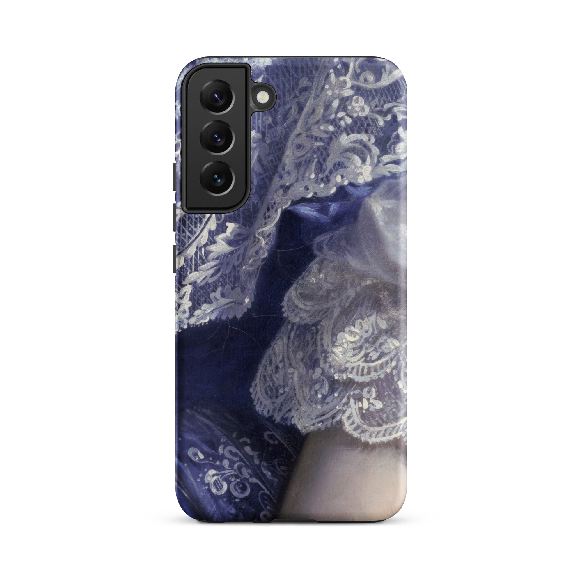 Portrait of a Woman Franz Xaver Winterhalter Samsung Case, Galaxy S22 Plus / Matte, Blue White Lace Patterned Phone Case