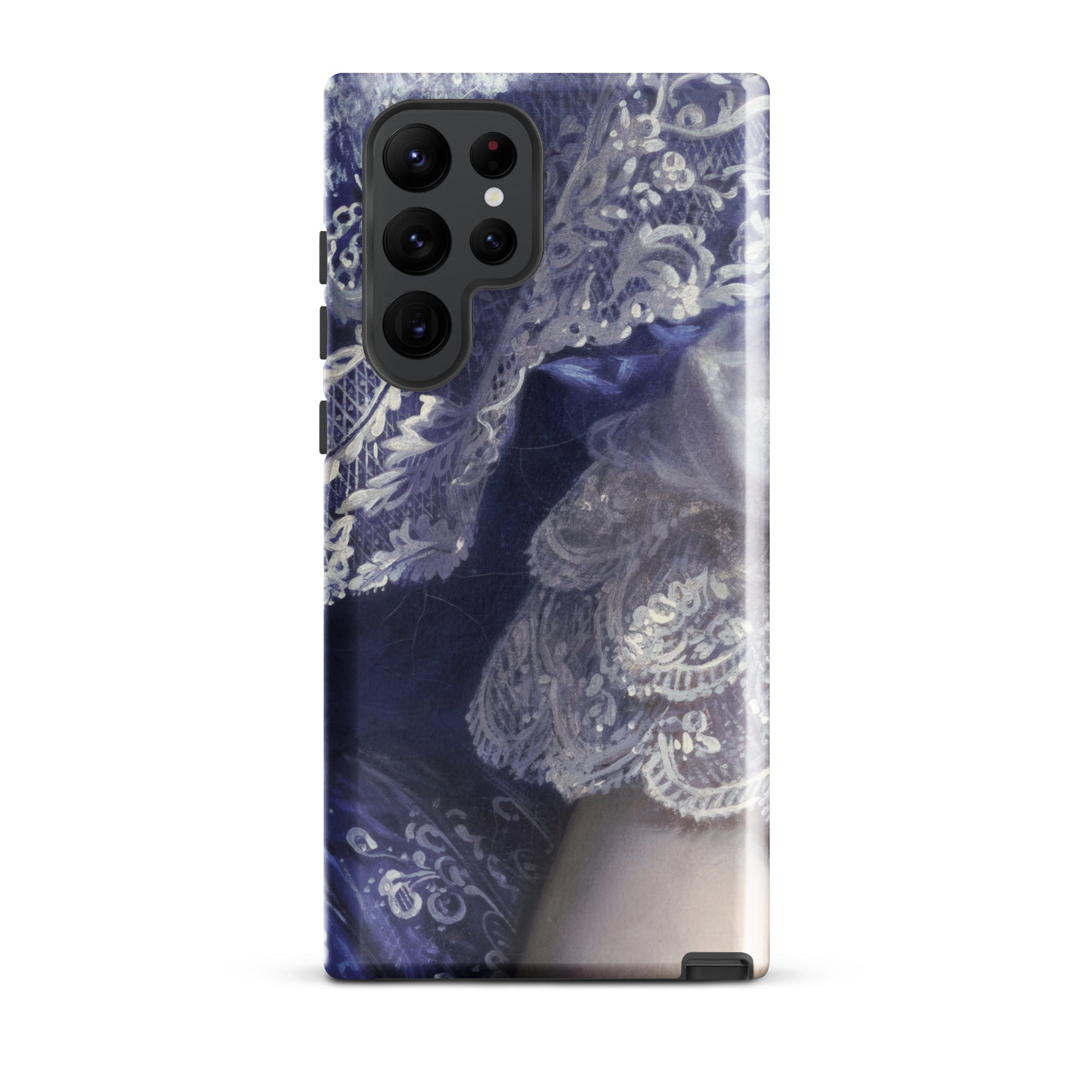 Portrait of a Woman Franz Xaver Winterhalter Samsung Case, Galaxy S22 Ultra / Gloss, White Lace Blue Fabric Phone Case Samsung Galaxy
