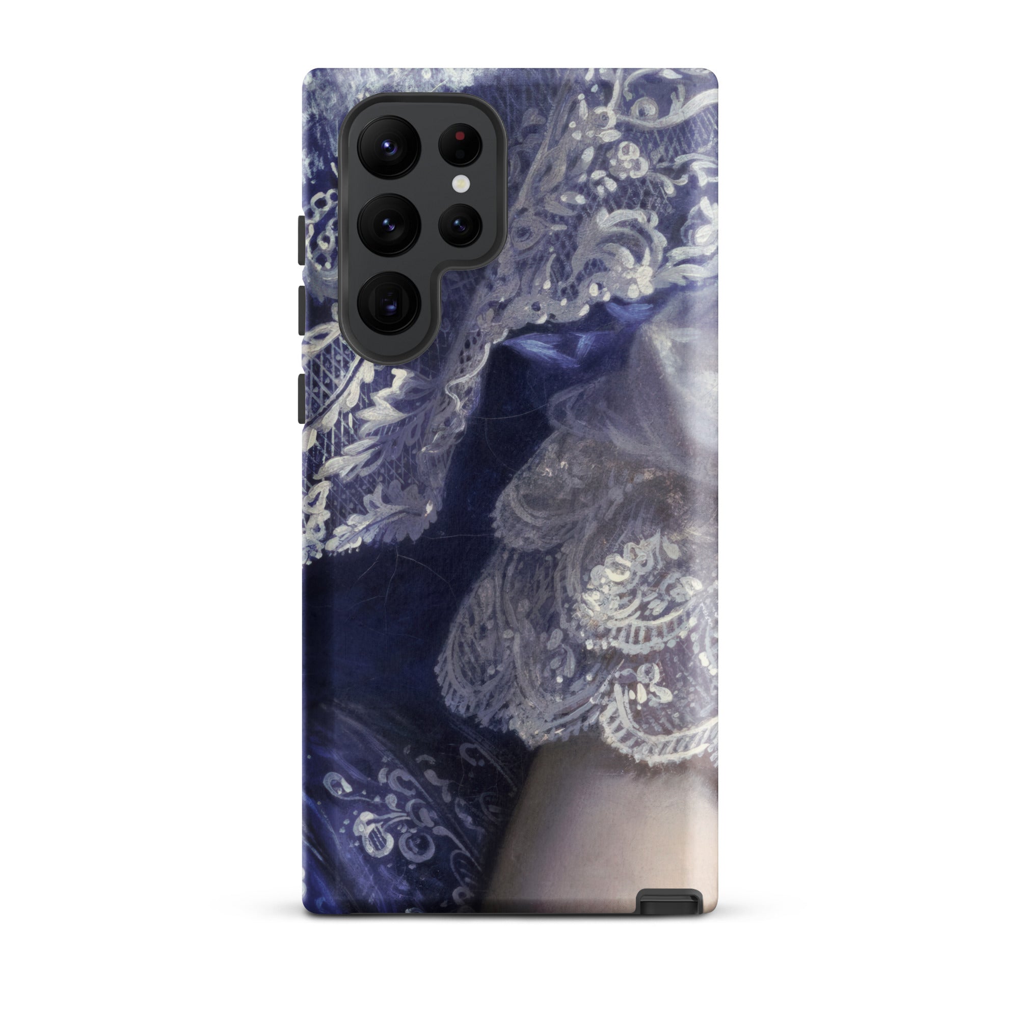 Portrait of a Woman Franz Xaver Winterhalter Samsung Case, Galaxy S22 Ultra / Matte, Smartphone Blue White Patterned Case Intricate Lace
