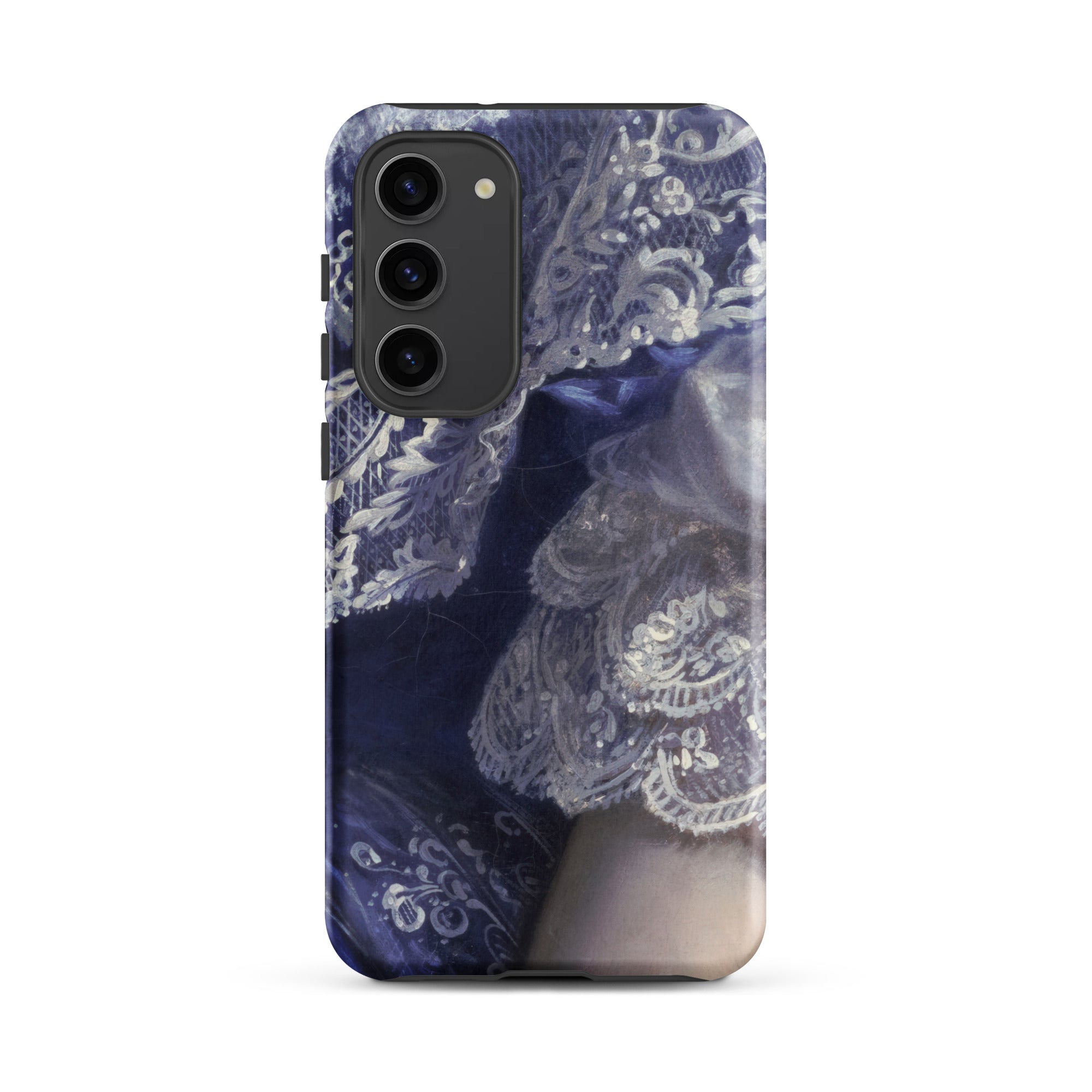 Portrait of a Woman Franz Xaver Winterhalter Samsung Case, Galaxy S23 Plus / Matte, Smartphone Case Blue White Lace Pattern