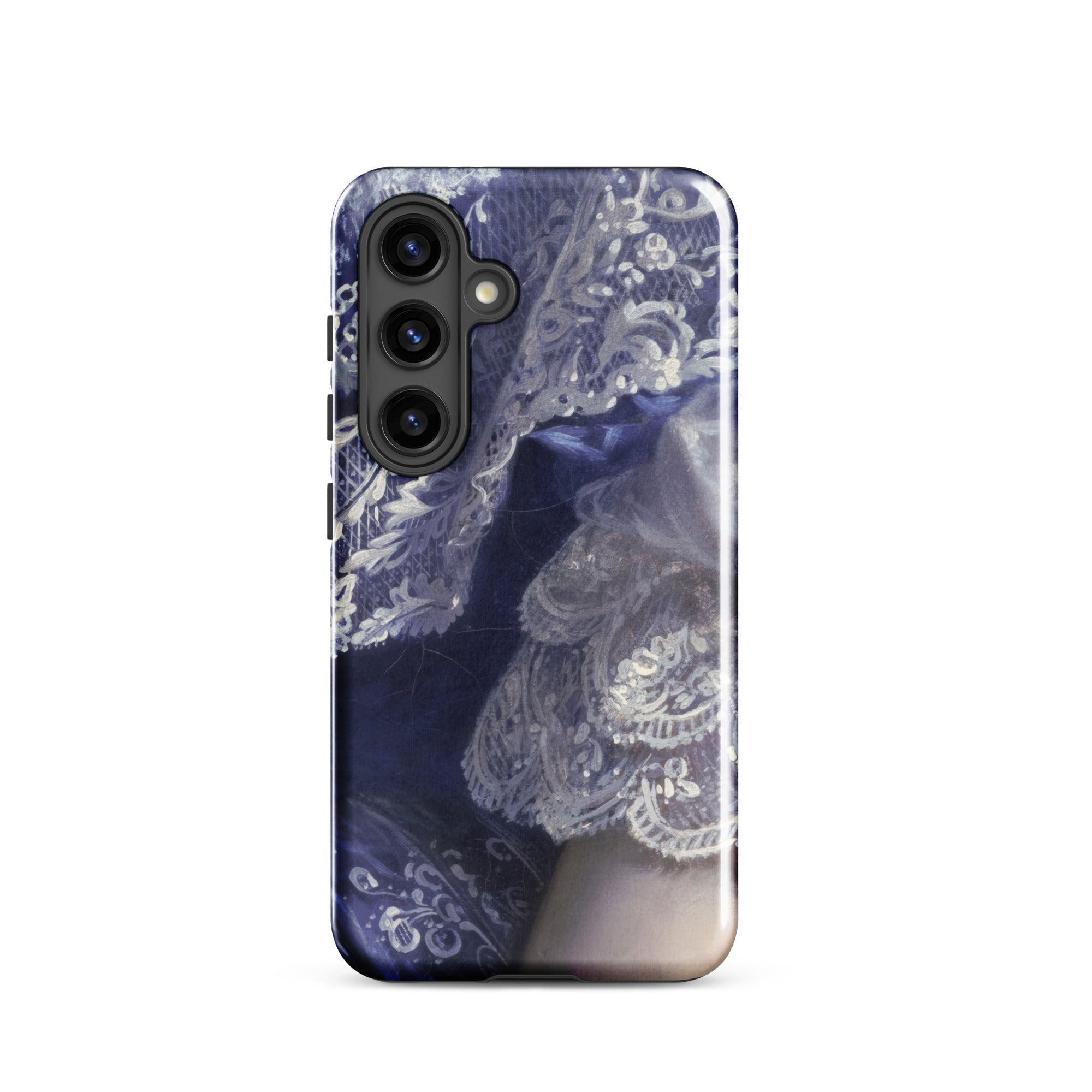 Portrait of a Woman Franz Xaver Winterhalter Samsung Case, Galaxy S24 / Gloss, Phone Case Design Blue White Lace