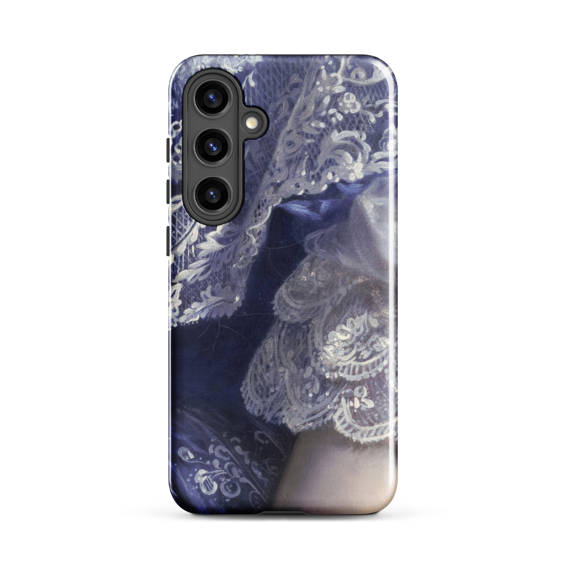 Portrait of a Woman Franz Xaver Winterhalter Samsung Case, Galaxy S24 Plus / Gloss, Smartphone Case Blue White Lace Pattern